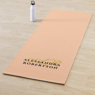 Monogramm-Minimalist-Pfirsich-Gold-Initialen-Schwa Yogamatte