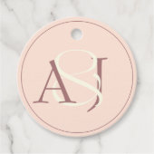 Monogramm-Minimalist-Roségold- und Malven-Hochzeit Geschenkanhänger (Vorderseite)