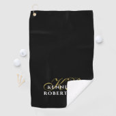 Monogramm Minimalist Schwarz Gold Weiß Stylisch Mä Golfhandtuch (Insitu)
