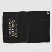 Monogramm Minimalist Schwarz Gold Weiß Stylisch Mä Golfhandtuch (Horizontal)