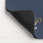 Monogramm Minimalist Staubig Navy Blau Gold Weiß M Mousepad (Ecke)