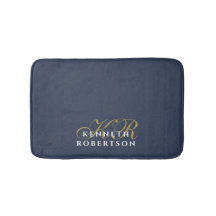Monogramm Minimalist Staubiges Marineblau Gold Wei