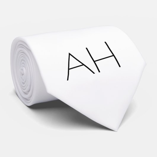 Monogramm Minimalist Weiß Name Modern Krawatte (Gerollt)
