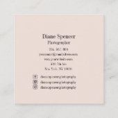 Monogramm Minimalistic Beige-Rosa Schwarz Weiss Quadratische Visitenkarte (Rückseite)