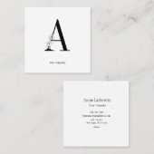 Monogramm, minimalistic Blumen schwarz weiss Quadratische Visitenkarte (Vorne/Hinten)