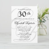 Monogramm Minimalistisch 30. Geburtstag Party Einladung (Stehend Vorderseite)