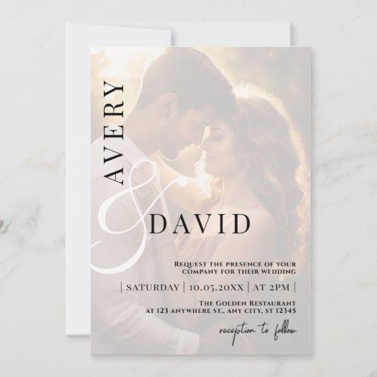 Monogramm Minimalistisch Modernes Hochzeitsstift Einladung (Vorderseite)