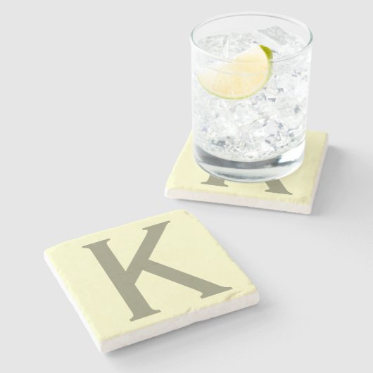 Monogramm Minimalistisch Name Anfänglich modern hi Steinuntersetzer (Seitenansicht)