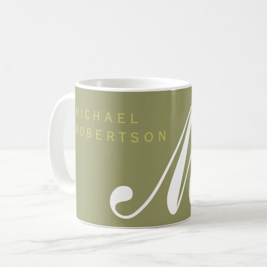 Monogramm Minimalistisch Name hinzufügen Kaffeetasse (Vorderseite Links)