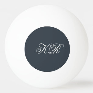 Monogramm Minimalistisch Navy Blau Weiße Initialen Tischtennisball