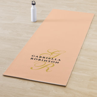 Monogramm Minimalistisch Pfirsich Gold Schwarz Sty Yogamatte