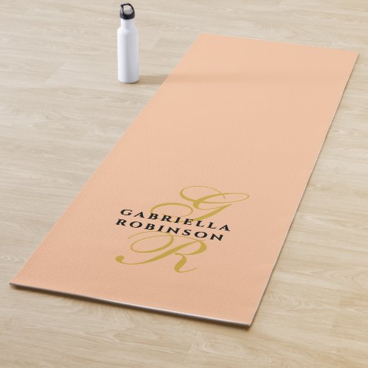 Monogramm Minimalistisch Pfirsich Gold Schwarz Sty Yogamatte (Beispiel)