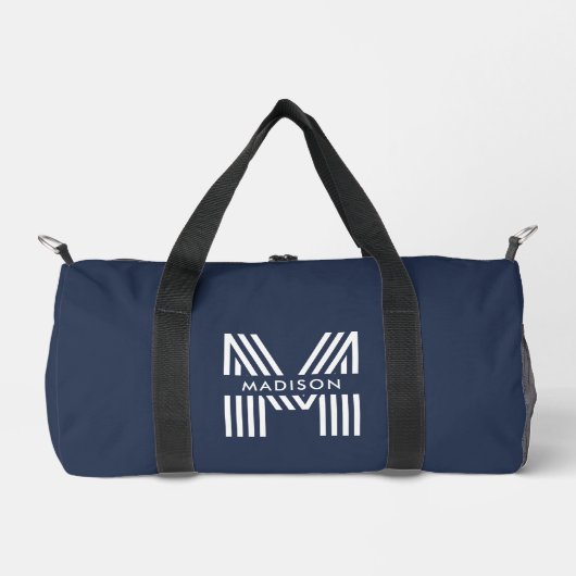 Monogramm Minimalistisch Retro Duffle Bag (Vorderseite)