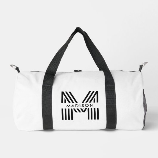 Monogramm Minimalistisch Retro Duffle Bag (Vorderseite)