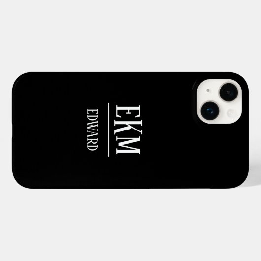 Monogramm Minimalistisch Schwarz/Weiß Case-Mate iPhone Hülle (Rückseite (Horizontal))