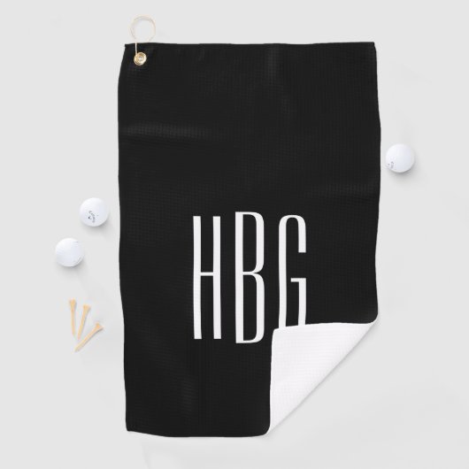 Monogramm Minimalistisch Schwarz-weiß Golfhandtuch (Insitu)