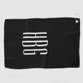 Monogramm Minimalistisch Schwarz-weiß Golfhandtuch (Horizontal)