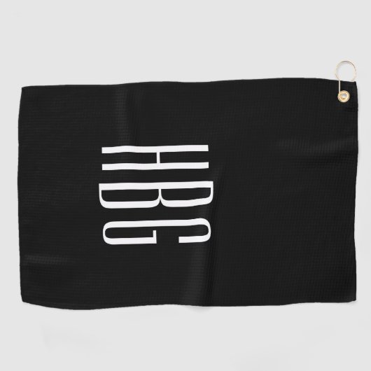 Monogramm Minimalistisch Schwarz-weiß Golfhandtuch (Horizontal)