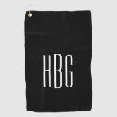 Monogramm Minimalistisch Schwarz-weiß Golfhandtuch (Vorderseite)