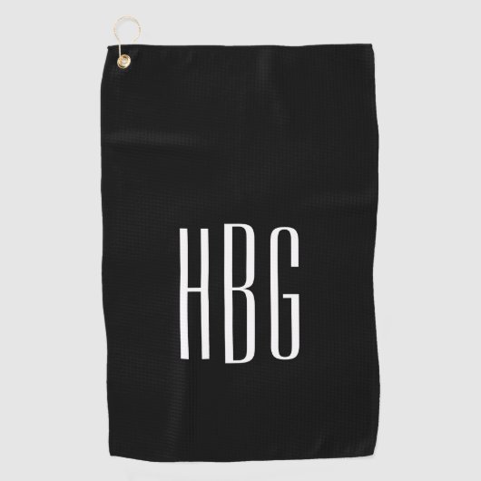 Monogramm Minimalistisch Schwarz-weiß Golfhandtuch (Vorderseite)