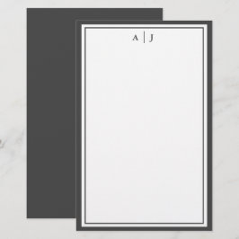 Monogramm Minimalistisch Schwarzweiß-Weiß Briefpapier