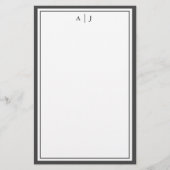 Monogramm Minimalistisch Schwarzweiß-Weiß Briefpapier (Vorderseite)