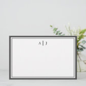Monogramm Minimalistisch Schwarzweiß-Weiß Briefpapier (Stehend Vorderseite)