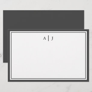 Monogramm Minimalistisch Schwarzweiß-Weiß Briefpapier