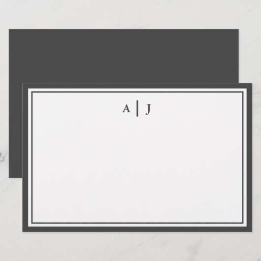Monogramm Minimalistisch Schwarzweiß-Weiß Briefpapier (Vorne/Hinten)