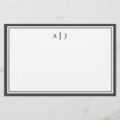 Monogramm Minimalistisch Schwarzweiß-Weiß Briefpapier (Vorderseite)