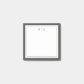 Monogramm Minimalistisch Schwarzweiß-Weiß Post-it Klebezettel (Vorderseite)