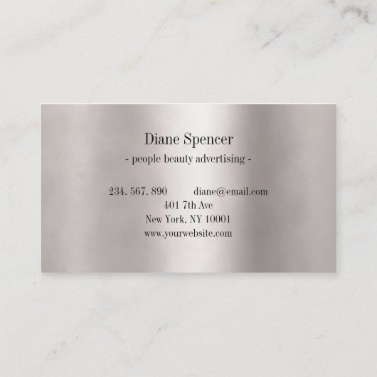 monogramm, minimalistisch silber schwarz visitenkarte (Rückseite)