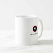 monogramm minimalistisch weiß kaffeetasse (VorderseiteRechts)