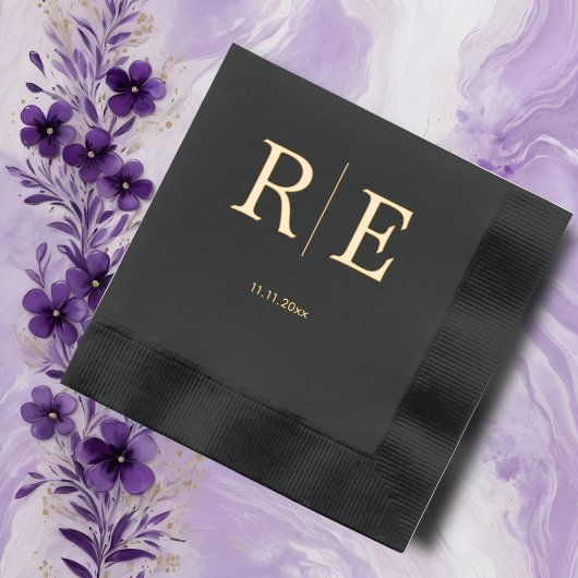 Monogramm Minimalistische Hochzeit Servietten Mit Folie