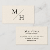 Monogramm Minimalistische moderne beige-diagonale  Visitenkarte (Vorne/Hinten)