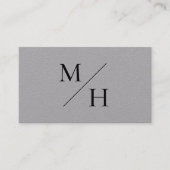 Monogramm Minimalistische moderne graue Diagonal Visitenkarte (Vorderseite)