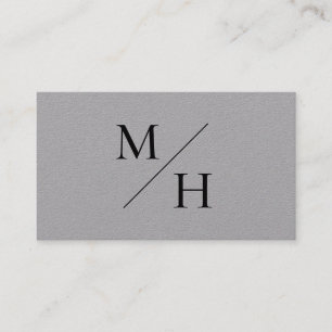 Monogramm Minimalistische moderne graue Diagonal Visitenkarte