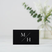 Monogramm Minimalistische moderne Schwarzweißiniti Visitenkarte (Stehend Vorderseite)