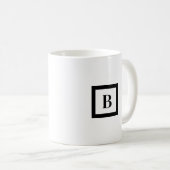 Monogramm Minimalistischer Buchstabe B Schwarz/Wei Kaffeetasse (VorderseiteRechts)