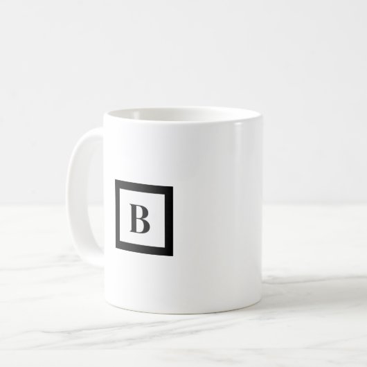 Monogramm Minimalistischer Buchstabe B Schwarz/Wei Kaffeetasse (Vorderseite Links)