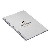 Monogramm minimalistischer grauer Leinen-3-Ringbin Notizblock (Rechte Seite)