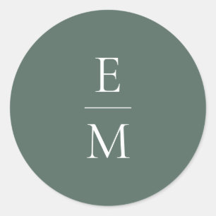 Monogramm-Minimalistischer Hochzeitsticker Runder Aufkleber