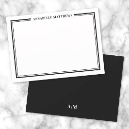 Monogramm Minimalistischer Name für Schwarzweißgre Mitteilungskarte
