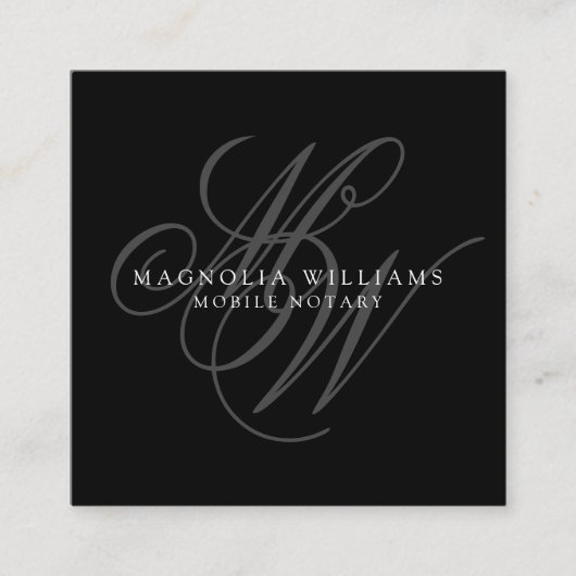Monogramm Minimalistischer Notar Quadratische Visitenkarte (Vorderseite)