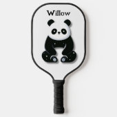 Monogramm Minimalistischer Panda-Bär Pickleball Schläger (Vorderseite)