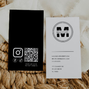 Monogramm-Minimalistischer Qr-Code für Markennamen Visitenkarte