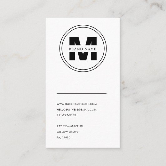 Monogramm-Minimalistischer Qr-Code für Markennamen Visitenkarte (Vorderseite)