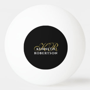 Monogramm Minimalistischer Stilvoller Schwarz Gold Tischtennisball