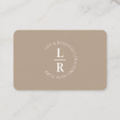 Monogramm, minimalistisches beigefarbenes Geschäft Visitenkarte (Vorderseite)