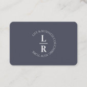 Monogramm, minimalistisches blaugraues Geschäft Visitenkarte (Vorderseite)